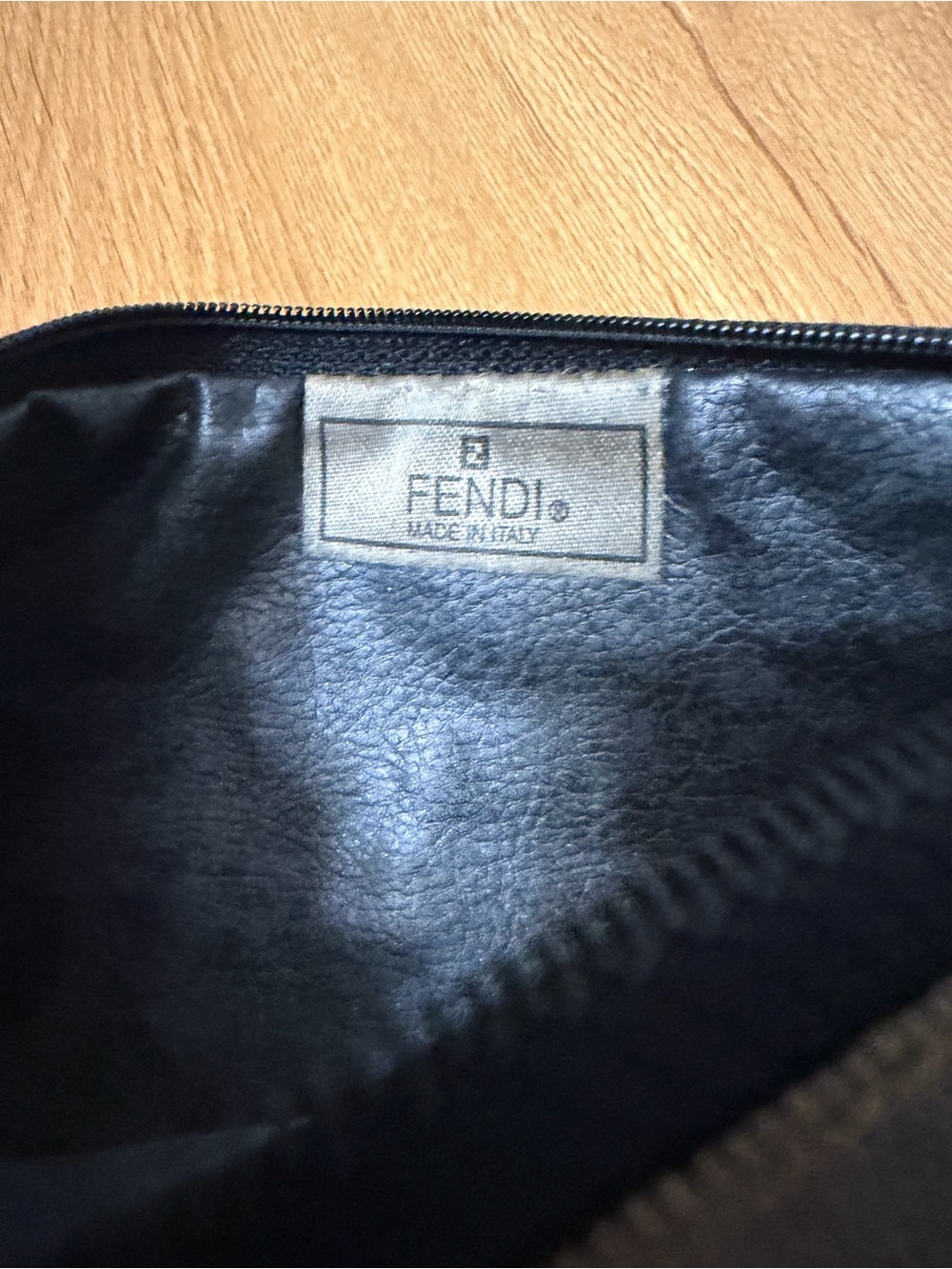 Fendi Vintage Brown/Black Striped Zip Pouch Cosmetic Bag - Picture 4 of 6